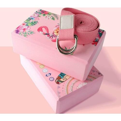 3Pcs Set Cotton Yoga Strap EVA Yoga Blocks Stability Blocks Yoga Strap Set for Yoga Pilates Meditation Block Fitness Equipment