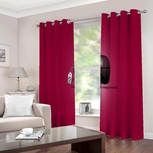 Creative Photo 3D Glasses Home Decor Curtains For Commercial Living Room Home Party Red background Blackout Window Drapes Sets