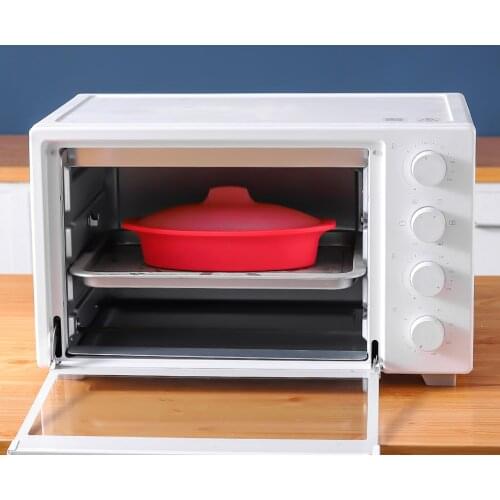 Kitchen Microwave Oven Steaming Pan Food Grade Heat-safe Silicone Material Size 26*11.5*10cm