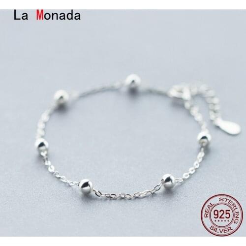 La Monada Ball Bracelets For Women Silver 925 Sterling Silver Fine Real Silver 925 Bracelet Minimalist Chain Womens Bracelet