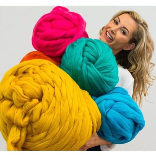 1000g/Ball Soft Merino Wool Yarn DIY Arm Roving Knitting Blanket Thick Chunky Yarns Hand Knit Spinning Crocheting Sewing Yarn