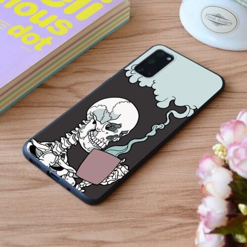For Samsung Skull Drinking Print Soft Silicone Matt Case TPU Cover Galaxy S Note M and Galaxy A