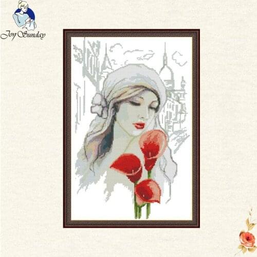 Beauty and callas cross stitch kit aida 14ct 11ct count print canvas DMC cross stitches needlework embroidery DIY handmade