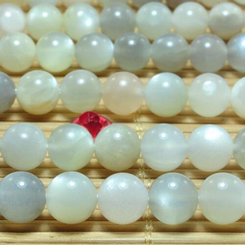 Natural Gray Moonstone Smooth Round Loose Beads Wholesale Gemstone Semi Precious Stone Bracelet Necklace For Jewelry Making Diy