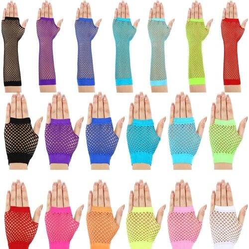 Neon Fishnet Fingerless Punk Goth Long Hollow Gloves Leg Arm Cuff Party Wear Fancy Dress for Womens Sexy Beautiful Arm