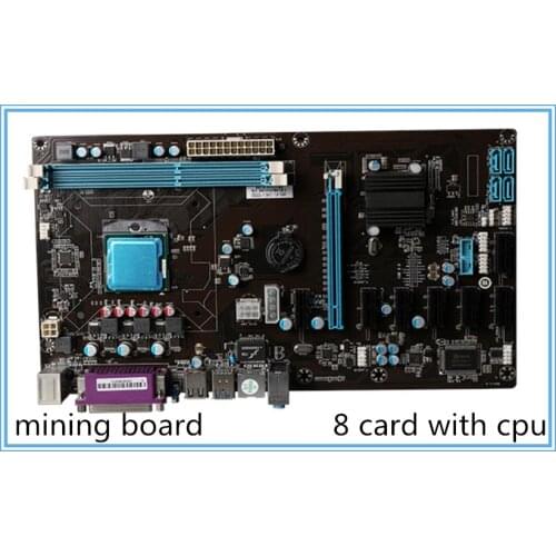 New Mining motherboard HM6X-BTC with cpu ddr3 PCI-E slot 8 card motherboard Support 8 graphics motherboards