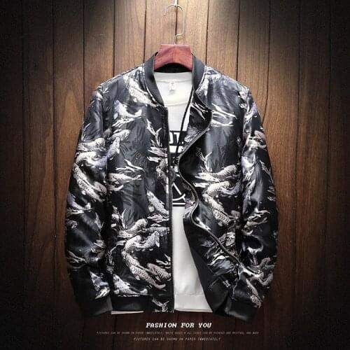 New Arrival Spring Autumn Style Mens Jacket Fashion Casual Zipper Classic Printed Long Sleeve Business Baseball Collar Coat