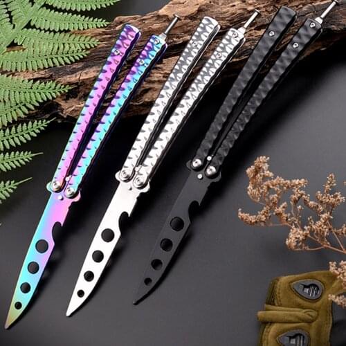 New Style Stainless Steel Practice Knife Butterfly Knife No Edge Multifunction Foldable Butterfly Training Knife Gaming Tool