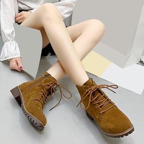 Autumn Women Boots Ladies Thick Ankle Boots Plus Size Ladies Pumps Female 3.5cm High Heel Platform Rubber Shoes
