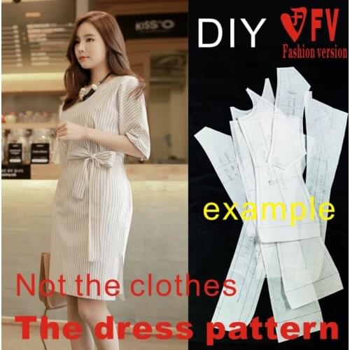 Dress patterns cutting drawing 1:1 unlined back waist 4cm wide rubber belt blq-299