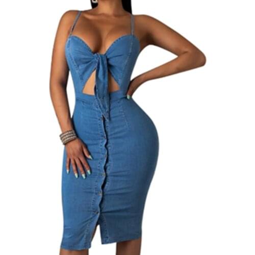 Women Summer Sexy Denim Short Dress Woman Fashion Sleveless Cotton Slim Party Club Dresses Female Blue Beach Jean Sundresses