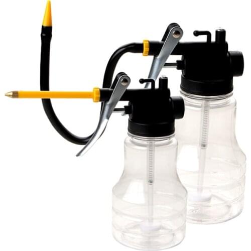 Transparent Lubrication Oil Gun Pot 250ML Oil Filling Equipment With Short Hard/Long Soft Nozzle High Pressure Pump Oiler Can