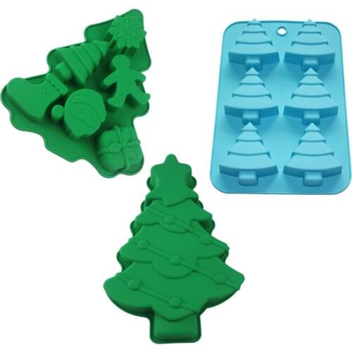 Christmas Tree Silicone Cake Mould Bakeware Baking Decorating Tools Chocolate CupCake Soap Muffine Molds Ice Cream Tray