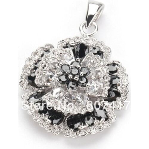 SHUNXUNZE christmas pendant women Jewelry & Accessories Flower gifts alliance Black and White Cubic Zirconia Rhodium Plated R919