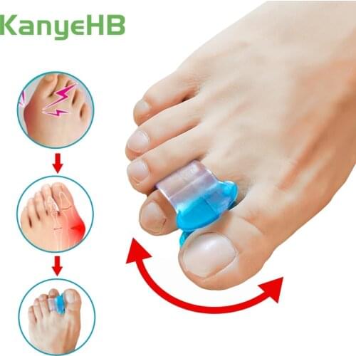 2pcs Blue Soft Silicone Gel Toe Separator Relief Hallux Valgus Pain Bunion Spacers Thumb Corrector Foot Massage Care Tool H075