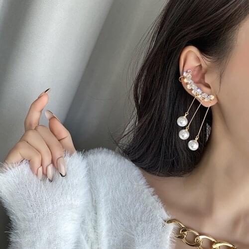 TIMRONLY Luxury Simulation Pearls Dangle Earrings Shinning Rhinestone Delicate Earring for Women Lady Korean Style Accessories