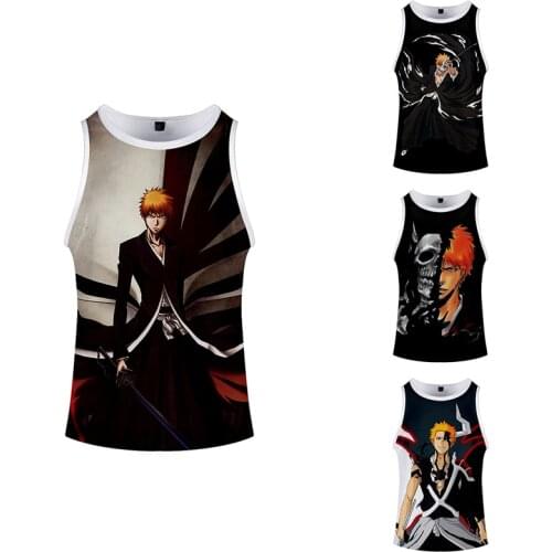 Japanese Anime Print Bleach Costume 3d Bodybuilding Tank Tops Sleeveless Men Women Fitness 3D Vest O-neck Male Clothes Plus Size