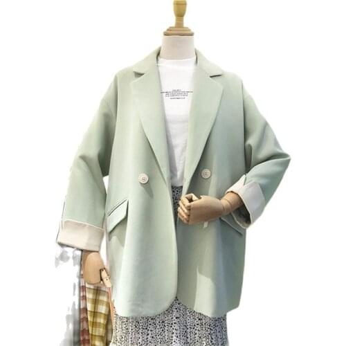 2021 New Pink Suit Jacket Female British style Loose Casual Chic Suits Spring Summer Blazers Jackets Women Tops m444