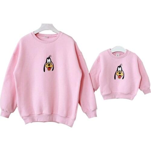 2016 Hot-sale Han Guodong door import parent-child outfit goofy dog cartoon Girl Sweater fleece warm coat children clothing