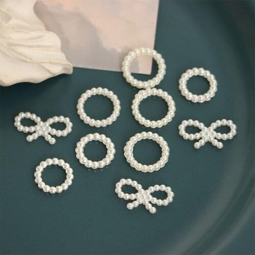30 PCS Acrylic Imitation Pearl Round Bowknot Connectors Charms DIY Jewelry Findings