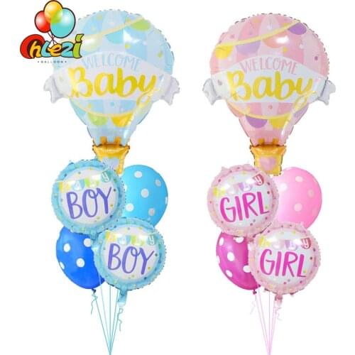 5pcs baby hot air balloon Foil Balloons 18inch boy girl Helium balloon Baby Shower Birthday Decoration Party Supplies Air Globos