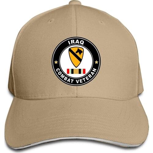 US Army 1st Cavalry Division Iraq Combat Veteran Adjustable Baseball Caps Vintage Sandwich Cap