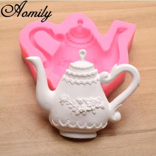 Amoliy Teapot Shape Fondant Silicone Mold Baking Cake Decoration Accessories Dessert Mold Bases Para Postres Decoracion Baking