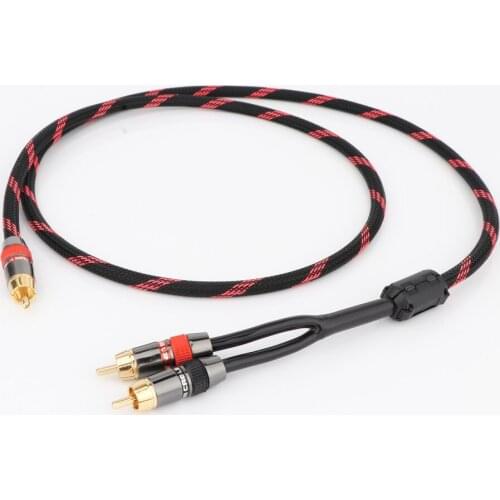 HIFI One Pure Copper Sub-2 Splitter Y RCA Cable Single RCA To Dual RCA Subwoofer Audio Cable
