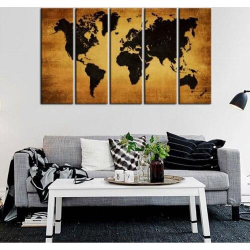 Canvas Wall Art Print Vintage World Map Painting Large Framed Canvas Art Retro Map of the World Painting Abstract for Home Decor
