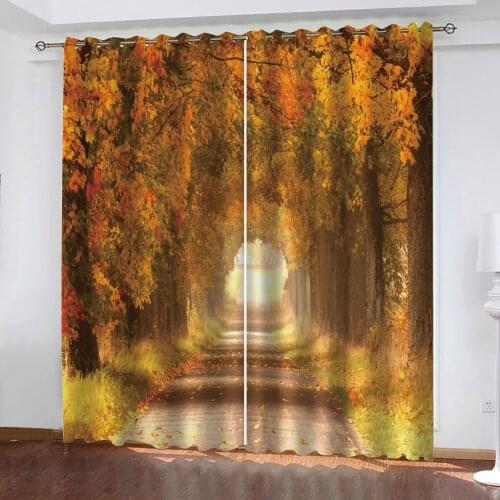 Customized 3D Blackout Curtains Living Room Bedroom gold forest curtains Thickened blackout curtains