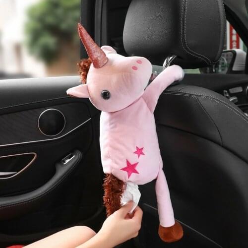 Kayme Car Tissue Box Creative Cartoon Animal, Universal Auto Hanging Napkin Tissue Box for Car Bathroom Bedroom Office, 6 Types