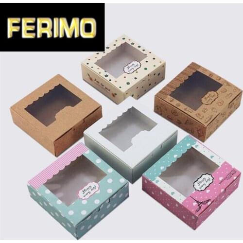 20pcs Cupcake box with window White Brown kraft paper Boxes Dessert Mousse Packaging Box 4/6/8 Cup Cake Holders Box wholesale