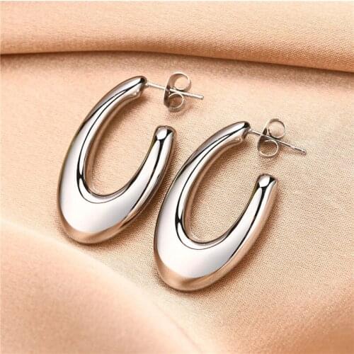 LETAPI New Classic Stainless Steel Hoop Earrings For Woman Fashion Korean Jewelry Temperament Girls Daily Wear Earrings