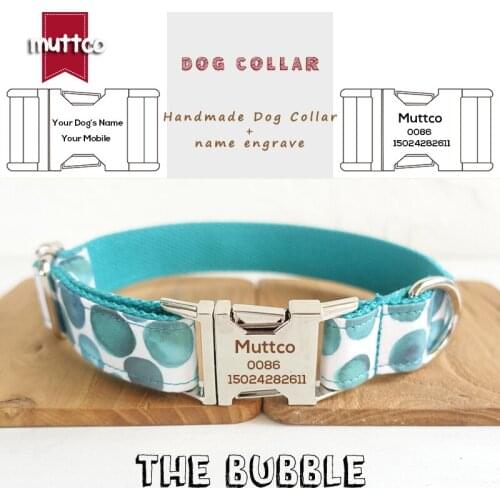 MUTTCO retailing self-design laser engraved dog collar THE BUBBLE unique Anti-lost dog collars and leashes 5 sizes UDC053