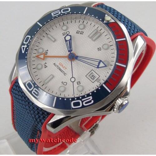 41mm bliger silver dial GMT sapphire glass ceramic bezel date window automatic mens watch B322