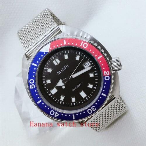 BLIGER new 45mm24 jewelry NH35A automatic movement mens watch C3 luminous dial