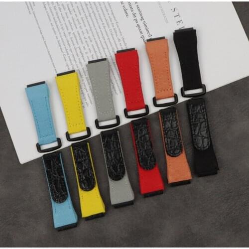 Men nylon fabric with leather Watchband For Richard Watch Mille watch Strap band Bracelet buckle for spring bar 25mm