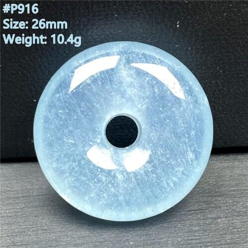 Natural Ocean Blue Aquamarine Peace Buckle Crystal Pendant Jewelry For Women Men Luck Healing Stone 26mm Beads Gemstone AAAAA