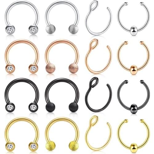 New Medical Titanium Punk Clip on Fake Piercing Body Nose Lip Rings Unisex Nose Ring Women Septum Piercing Jewelry Nose Ring