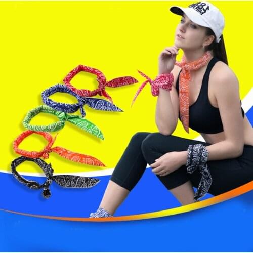 New Fashion Summer Cooling Neck Scarf Wrap Tie Headband Non-toxic Silk Scarf Multifunction Outdoor Sport Camping Headscarf