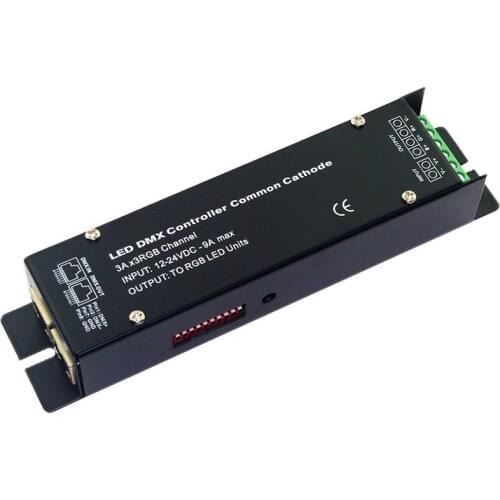 Common Cathode 3CH led DMX512 decoder DC12V-24V 9A DMX decoder WS-CC-DMX-32 RGB controller for led strip light