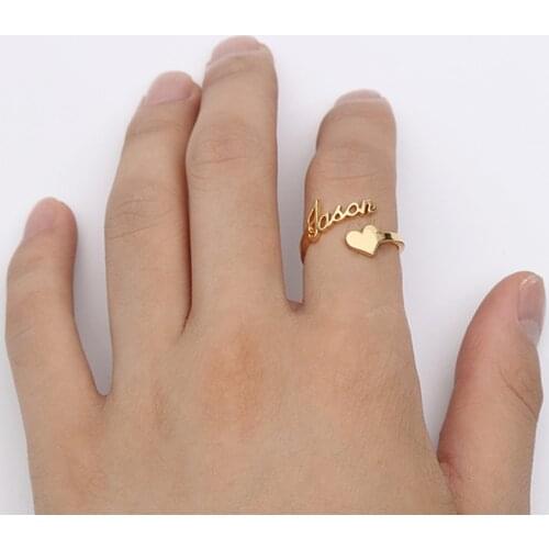 Personalized Custom Gold Color Heart Name Ring Letter Rings Love For Women Romance Wedding Commemorative Jewelry Couple Gift