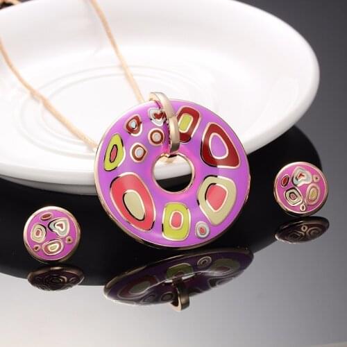 R&X Gift CollierFashion Joyas Women Enamel Dubai Bridal Jewelry Mariage Set Anniversary Shinning Party New Necklace/earrings