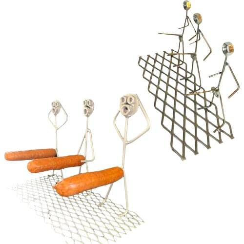 Portable Hot Dog Roaster Rack Outdoor Three-person Sausage Rack Grilled Sausage Metal Tool Cookware Accessories