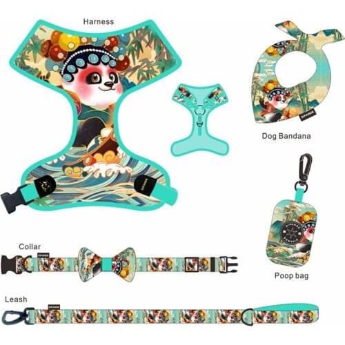 Dog Leash and Chest Harness Set New Style Leash for Dogs and Cats Personalized Retro Printed Pattern Pet Leash Set Matching