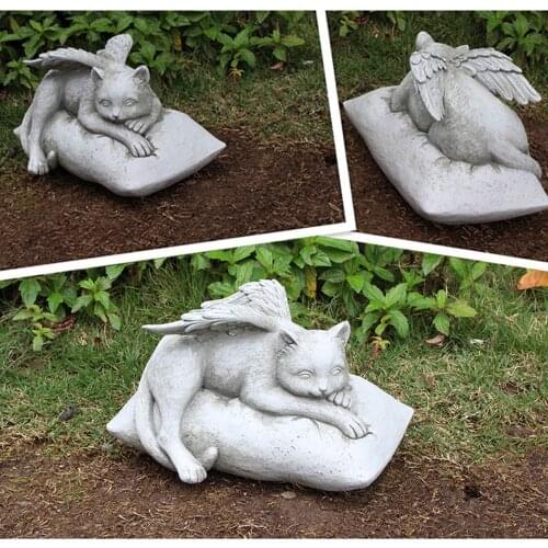 Sleeping Cat Angel Statue Home Interior And Outdoor Decorations Outer Space Decoracions Garden Home Accessories Cat Tombstone