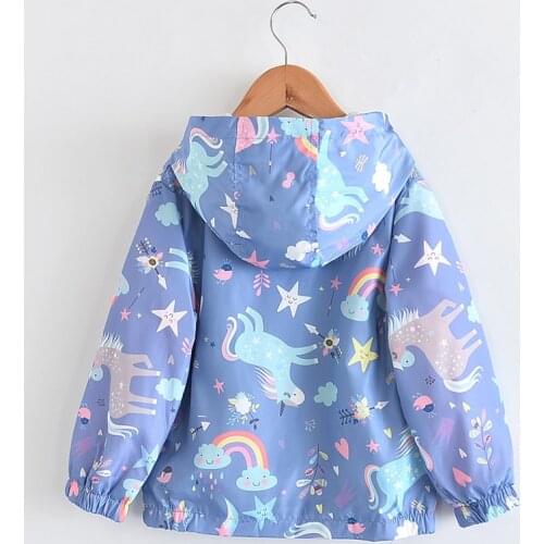 2020 New Cartoon Unicorn Girls Jackets And Coat Hooded Kids Windbreaker Spring Autumn Children Outerwear Coats Girls Clothes