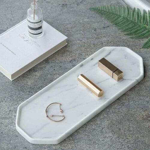 Natural Marble Octagonal Integrated Vanity Tray Jewelry Dish Cosmetics Organizer