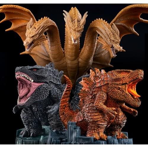 Japan Bandai Godzilla vs. King Kong Figure Toys 10CMQ Version PVC Model King Ghidorah Childrens Doll Decoration Gift