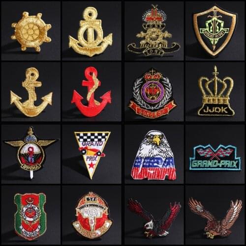 Japanese boy Embroidered Punk Golden anchor steering wheel Patches Garment Apparel American Eagle Badges Angel in white Patches